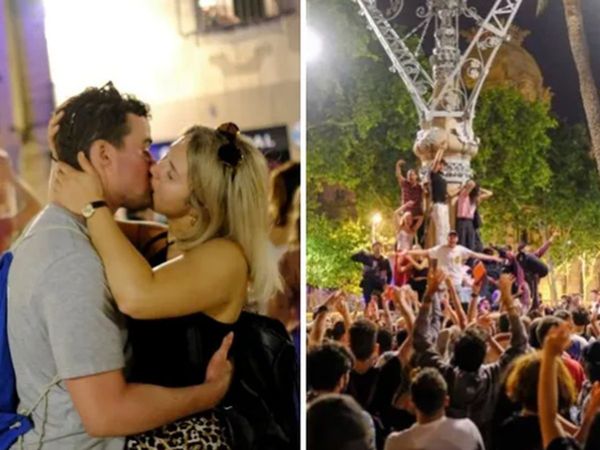 Lockdown ends in Spain, youngsters come out on streets to celebrate, Couple kiss, photo goes viral