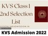 KVS Admission 2022 Second Merit List Released