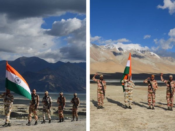 पूर्वी लद्दाख के  Pangong Tso में आजादी का जश्‍न, 'भारत माता की जय' के नारों से गूंजा आकाश, देखें तस्‍वीरें