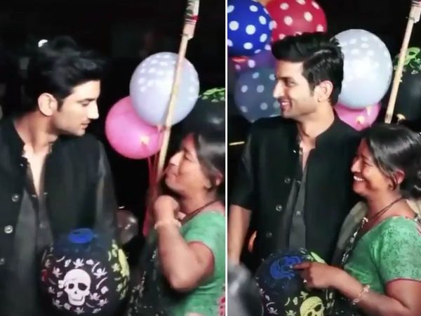 Sushant Singh Rajput Meet balloon seller Women for a picture Watch Video