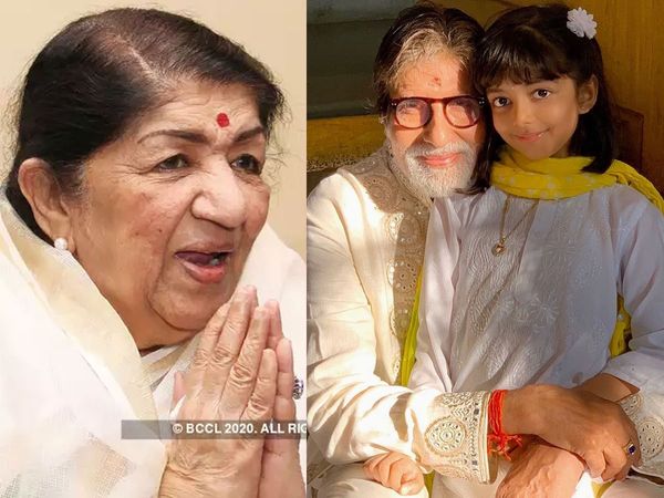Lata Mangeshkar and Amitabh Bachchan with Aaradhya