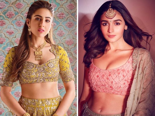 Trending Lengha Styles of bollywood actress alia bhatt janhvi kapoor sara ali khan