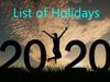 Public Holidays 2020