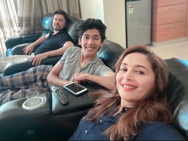 Madhuri Dixit Shares photo with Son and Husband