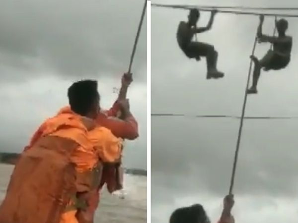 ऊपर बिजली के तार, नीचे उफनती नदी, NDRF की जांबाजी ने बचाई 2 जिंदगियां