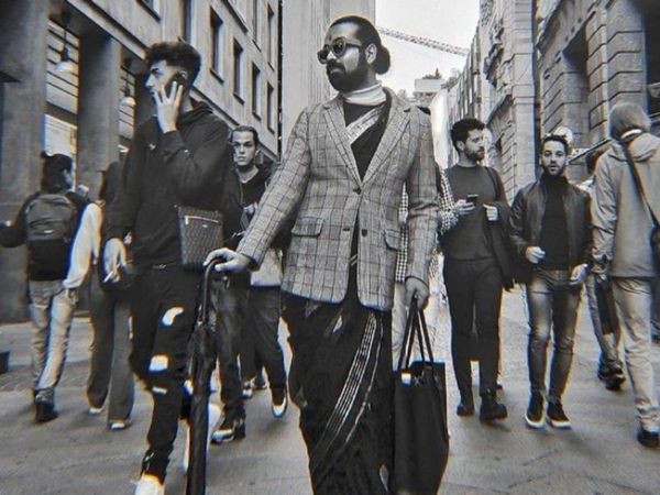 Kolkata man Pushpak Sen Wearing Saree and bindi photo goes viral