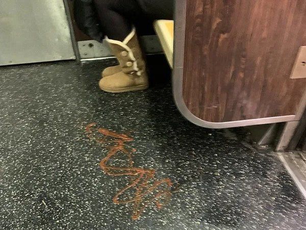 man marked his territory with ketchup