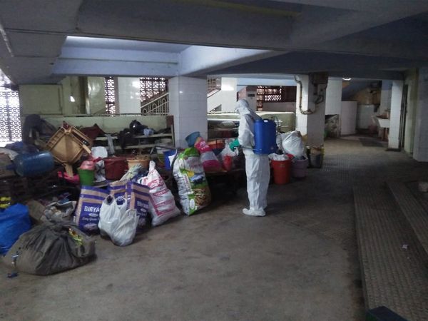 Visuals of Markaz Headquarters in Nizamuddin being sanitised and disinfectant being used