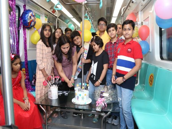 first birthday celebrated in metro train coach in noida sector 51 station
