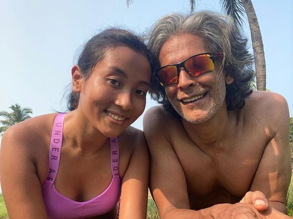 Milind Soman with wife Ankita Konwar