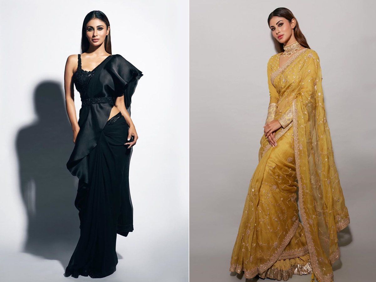 mouni roy manish malhotra saree