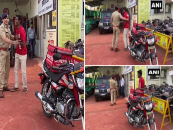 MP Police  buy a motorcycle for a man who was delivering food on a bicycle Photo Goes Viral