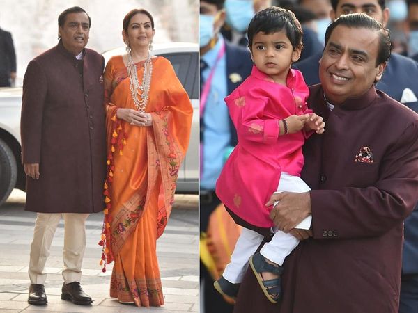 Meet Mukesh Ambani And nita ambani Grandson Prithvi Akash Ambani at Radhika marchant arangetram
