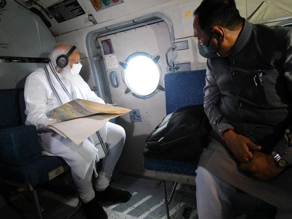 PM Modi conducts an aerial survey of Cyclone Tauktae affected areas of Gujarat and Diu