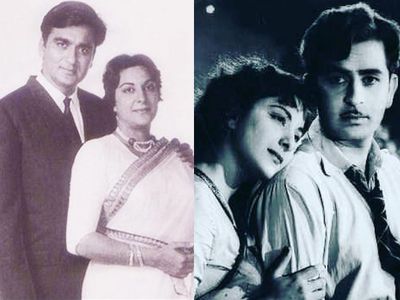 Nargis with Sunil Dutt and Raj Kapoor Nargis with Sunil Dutt and Raj Kapoor