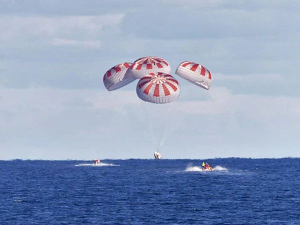 NASA astronauts aboard SpaceX’s Crew Dragon capsule splash down in the Gulf of Mexico