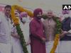 Navjot Singh Sidhu mimics a batting style to address gathering in Chandigarh