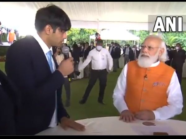 PM Narendra Modi interacts with TokyoOlympics gold medalist Neeraj Chopra