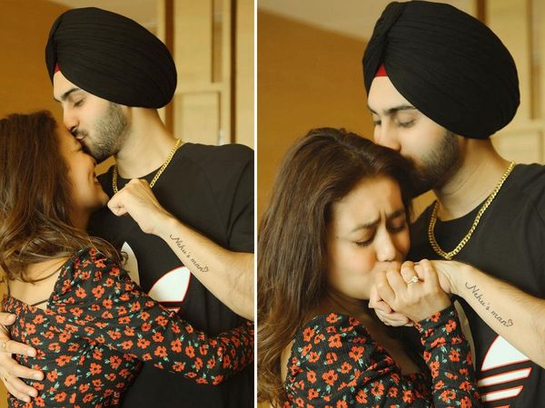 Neha Kakkar Rohanpreet singh Valentine day Gift Singer inked Wife name on wrist