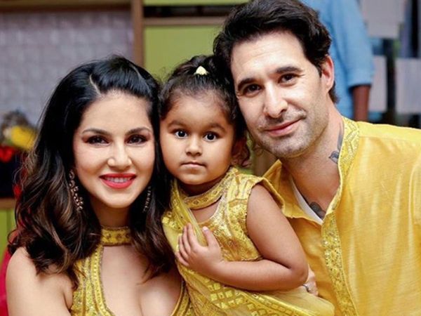 Nisha Kaur Weber with parents Sunny Leone and Daniel Weber