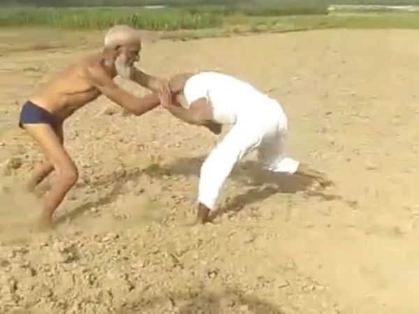 Funny Video two old man fight video share on social media