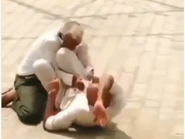 funny video two old fight on road funny video share on social media