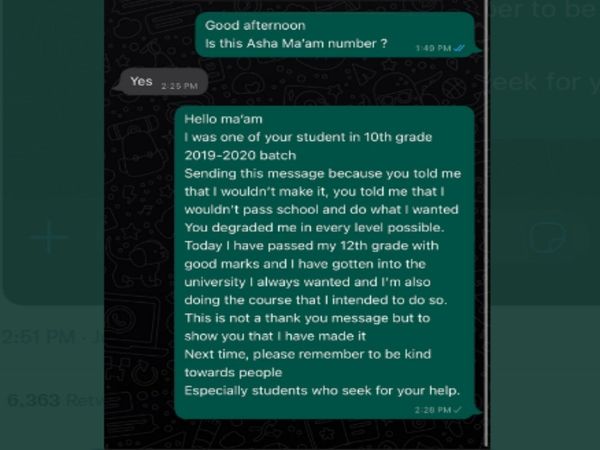 Student Send message to teacher After Result come out Post Goes Viral