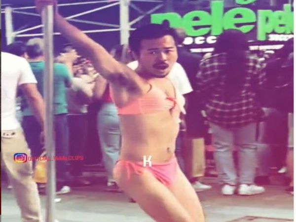 Man doing pole dance in woman bikni viral video in hindi