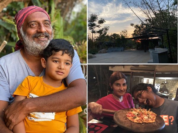 Prakash Raj in farmhouse With son Daughter And wife Enjoying Family Time