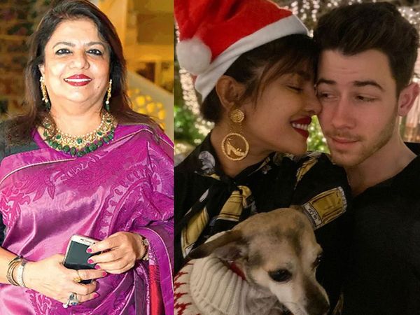 Madhu Chopra, Priyanka Chopra with Nick Jonas