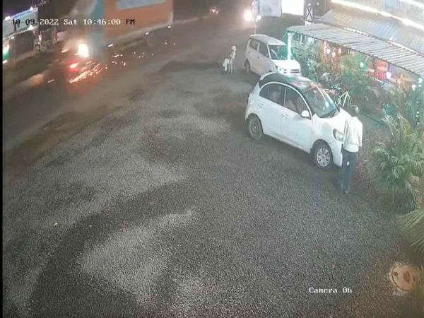 container hit the car on Pune Ahmednagar highway dragged it for 2 km video viral