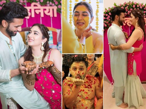 Rahul Vaidya And Disha Parmar haldi mehndi inside photos And Couple wedding Today 16 July