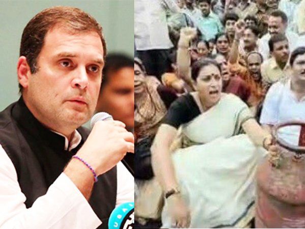 Rahul Gandhi taunt on BJP over  hike LPG prices  shares old picture of Smriti Irani 