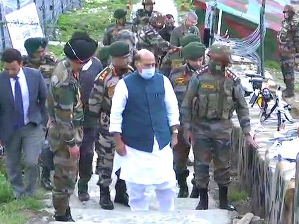 Defence Minister Rajnath Singh inspected arms and ammunition during his visit ton Kupwara  J&K