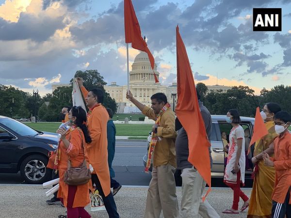 Indian community gathered in Washington DC to celebrate Ram Mandir Bhumi pujan in Ayodhya