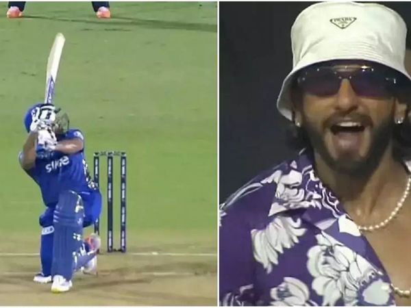 ranveer singh reaction on rohit sharma scoop six