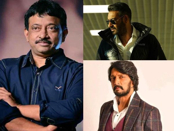 Ram Gopal Varm, Ajay Devgn and Kiccha Sudeep