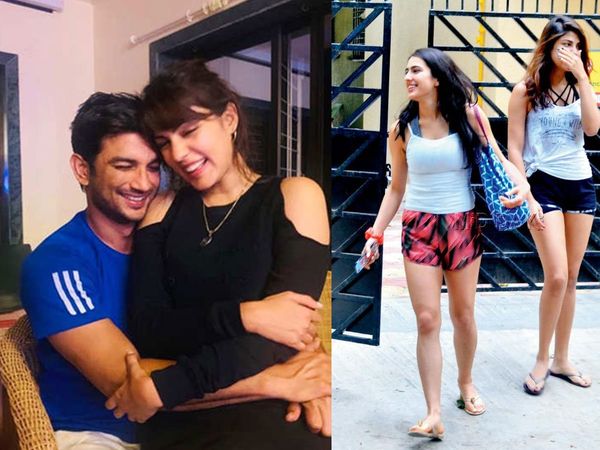 Rhea Chakraborty with Sushant Singh Rajput and Sara Ali Khan