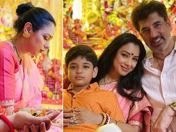 Anupamaa Rupali Ganguly Choose Desi Bangali Look For Durga Puja| Rupali Ganguly Stunning Pink Saree look, 