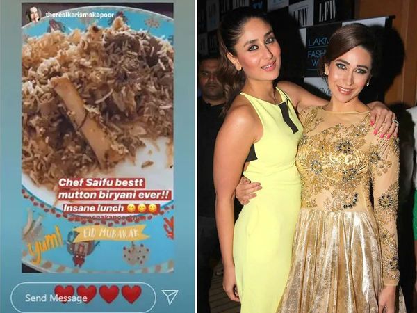 Karisma Kapoor praises Kareena kapoor Hubby Saif Ali Khan for Eid 2020 special dish Mutton biryani