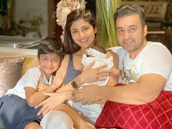 Shilpa Shetty with Husband Raj Kundra and Children