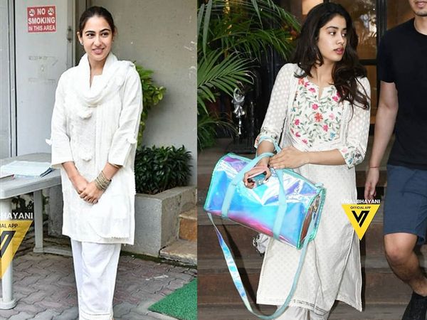 Sara Ali Khan and Jahnvi Kapoor in white suit