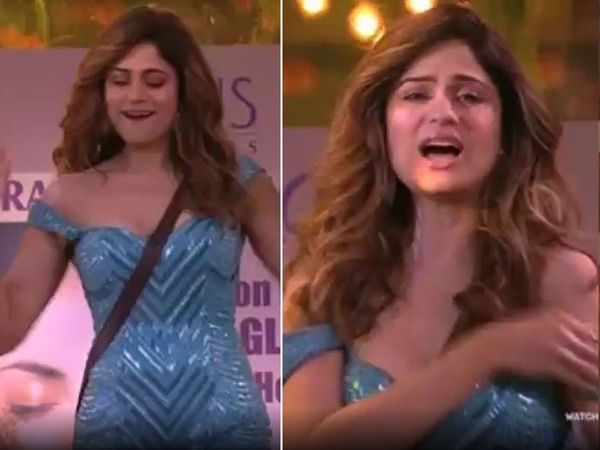 bigg boss 15 Finalist shamita shetty| shamita shetty oops moment in live performance, shamita shetty suffers wardrobe malfunction