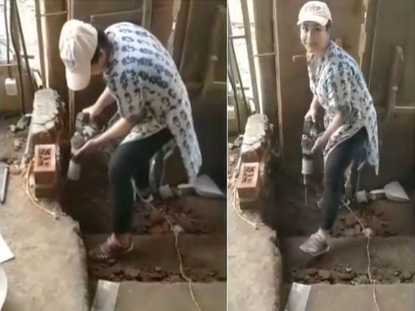 Shilpa Shinde New Video Viral Bigg Boss 11 Winner Doing Construction Work