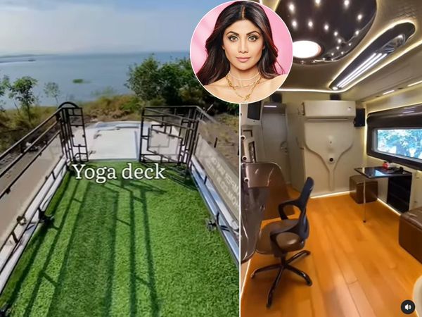 Shilpa Shetty Vanity van Video: yoga space to meeting room and kitchen Shilpa Shetty Vanity Van -