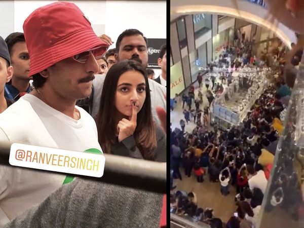 Ranveer Singh Stuck in Fans crowd With Cousin While Goes For Shopping in Mumbai Mall