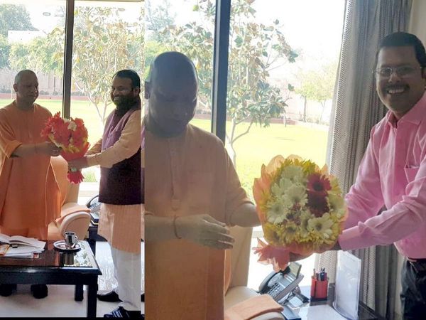 JP Nadda Rajnath Singh congrat Yogi Adityanath for completion of three years as UP CM 