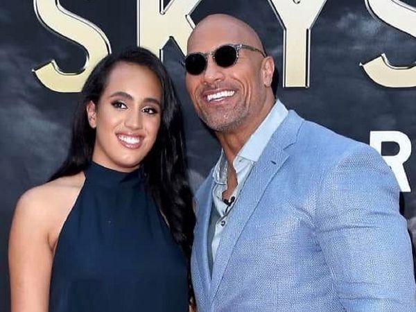 simone johnson with her father dwayne the rock johnson