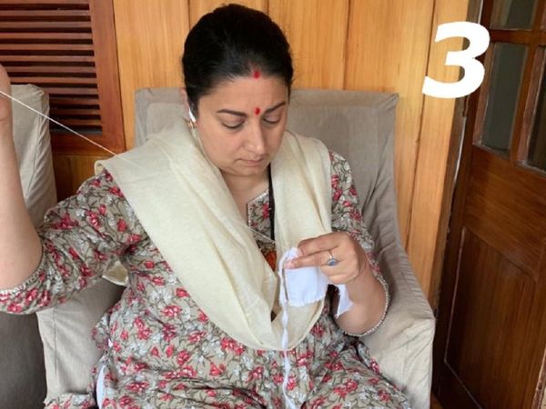 लॉकडाउन तोड़ने वाले स्मृति ईरानी से सीखें, सुई धागे से बनाया रीयूजेबल मास्‍क