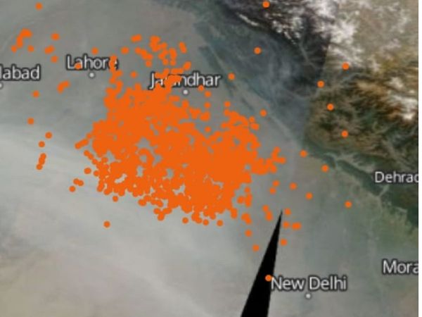 पराली जलाने से 'जहरीली'  हो रही दिल्‍ली-NCR की हवा, पंजाब, हरियाणा की सैटेलाइट तस्‍वीरों ने चौंकाया